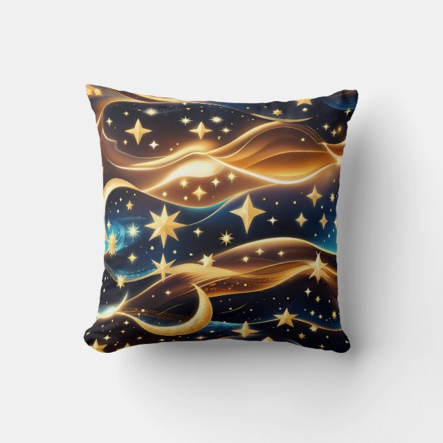 Coussin décoratif – Lune céleste ambre (Recto)