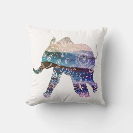 Coussin décoratif Mandala Eléphant Art (Recto)
