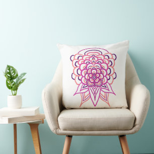 Coussin décoratif mandala floral rose Esthétique