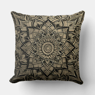 Coussin décoratif mandala or