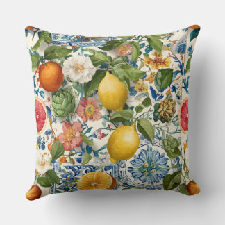 Coussin décoratif méditerranéen au citron