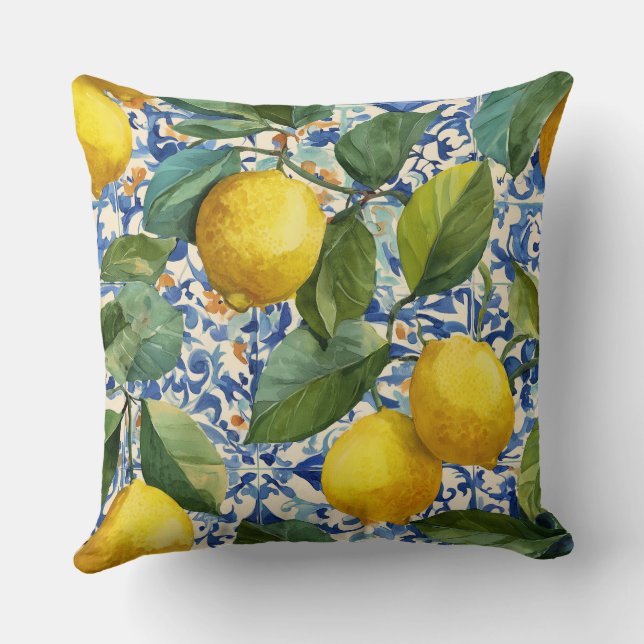 Coussin décoratif méditerranéen au citron (Verso)