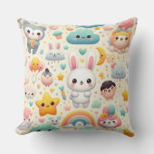 Coussin Décoratif Mignon Kawaii Lapin Pastel Douce (Recto)