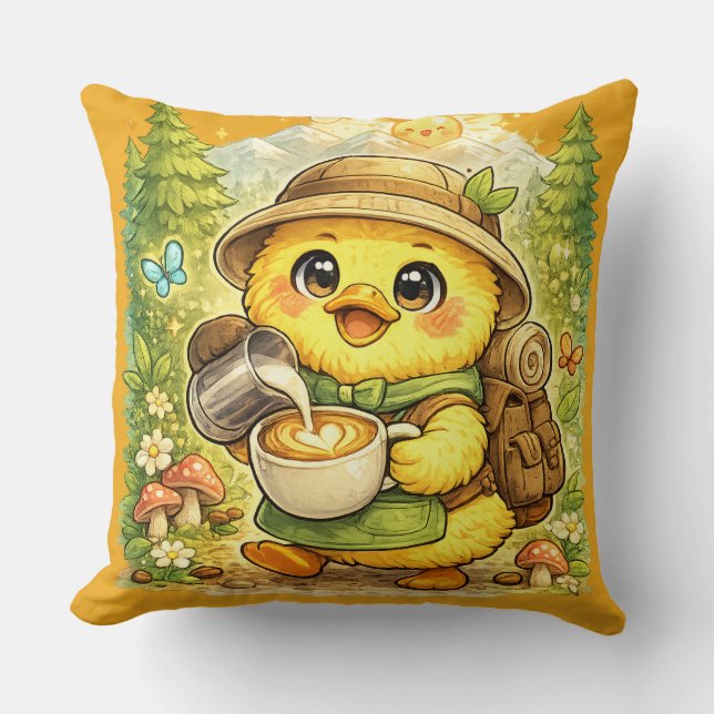 Coussin décoratif Mignonne Exploratrice de Café |  (Recto)