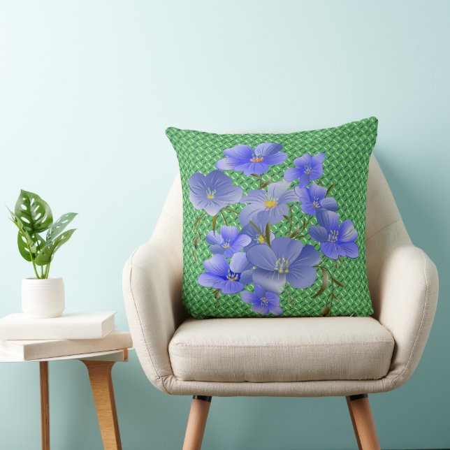 Coussin décoratif Moderne Chic lis bleu jardin ver (Chaise)