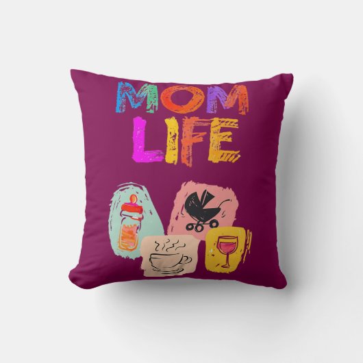 Coussin décoratif MOM LIFE – Joie de la maternité (Recto)