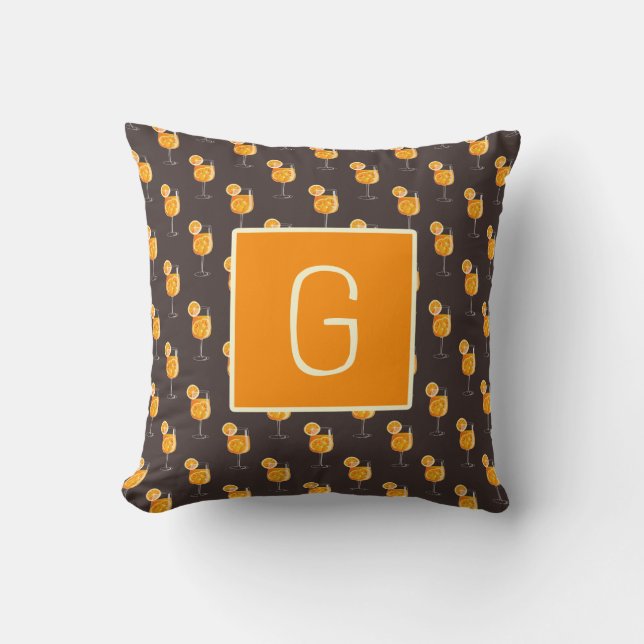 Coussin décoratif Monogram Aperol Spritz Cocktail (Recto)