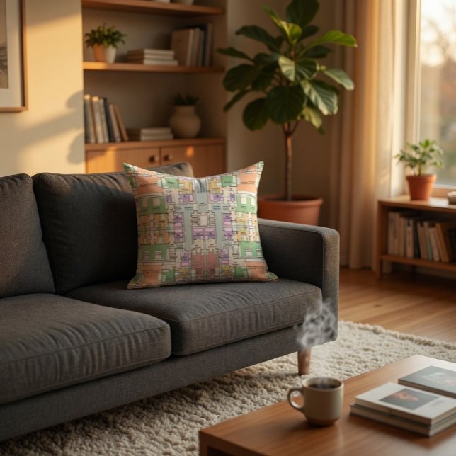 Coussin Décoratif Motif de Plan Architectural (Créateur téléchargé)