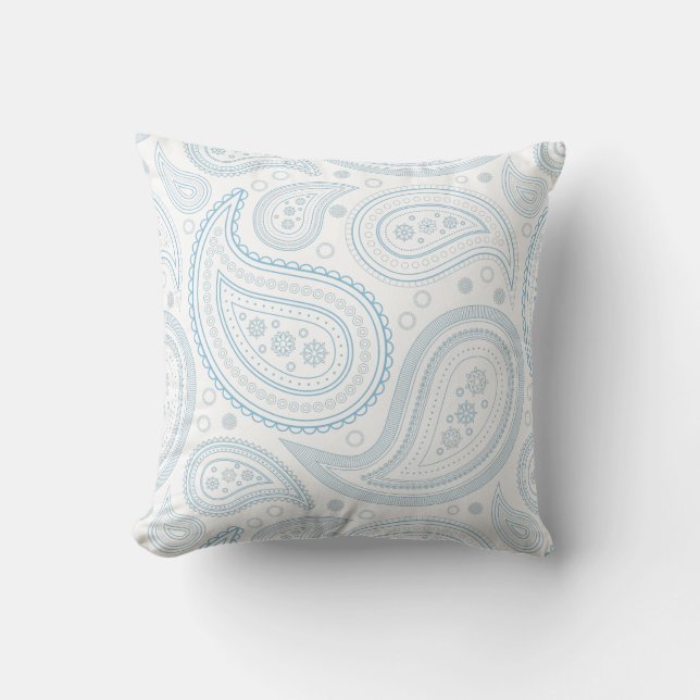 Coussin décoratif motif Paisley bleu clair sur bla (Recto)