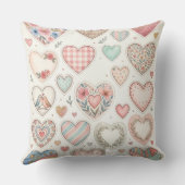 Coussin décoratif motif petits cœurs pastel (Verso)