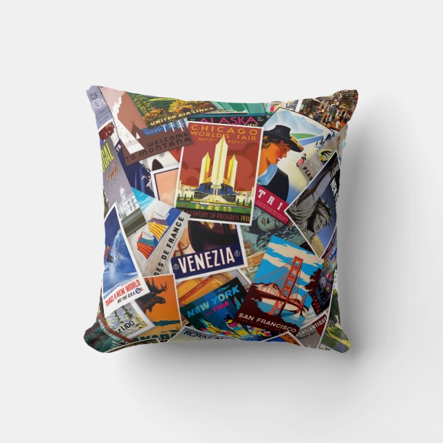Coussin décoratif n° 1 Collage d'ancienne affiche  (Recto)
