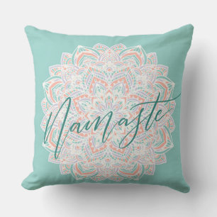 Coussin décoratif Namaste blanc et bleu