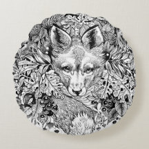 Coussin décoratif noir et blanc "de Fox de
