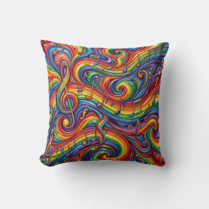 Coussin décoratif Notes de musique arc-en-ciel