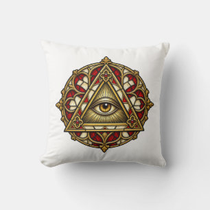 Coussin décoratif Œil de fenêtre rose gothique 40c