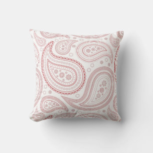 Coussin décoratif Paisley Rouge Foncé sur Fond Bla