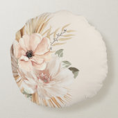 Coussin décoratif Palmiers Fleurs Aquarelle Beige (Dos)