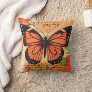 Coussin décoratif papillon 1 Timothée 4:12