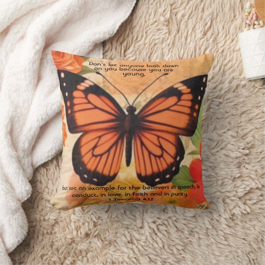 Coussin décoratif papillon 1 Timothée 4:12 (Couverture)