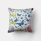 Coussin décoratif Papillon Bleu Fantaisiste & Fleu (Verso)