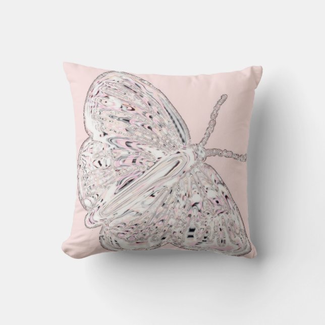 coussin décoratif papillon rose (Recto)