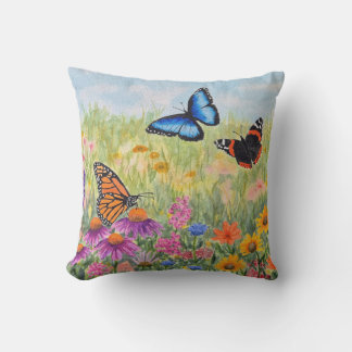 Coussin décoratif papillons et fleurs
