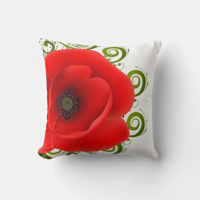 Coussin décoratif Pavot Rouge (Recto)