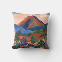 Coussin décoratif paysage volcanique