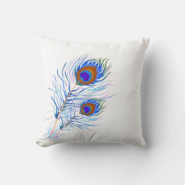 Coussin décoratif - Plumes de paon (Recto)