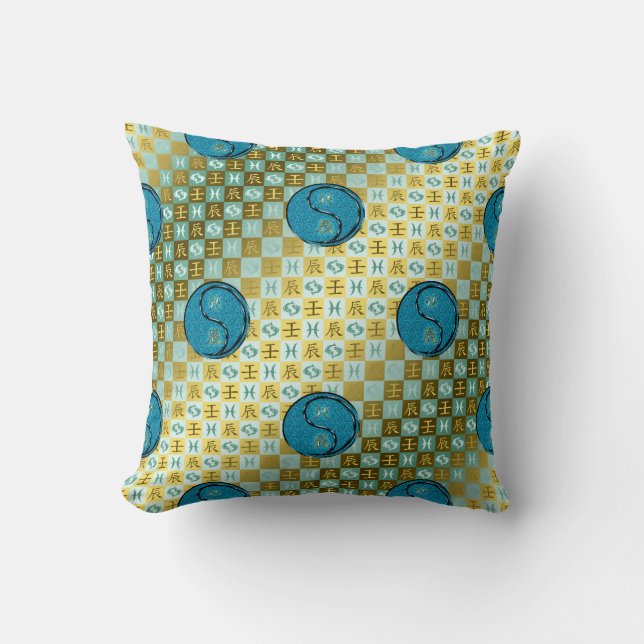 Coussin décoratif Poissons & Dragon d'eau (Recto)