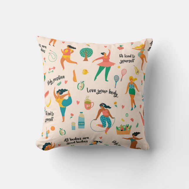 Coussin décoratif pour la positivité corporelle (Recto)