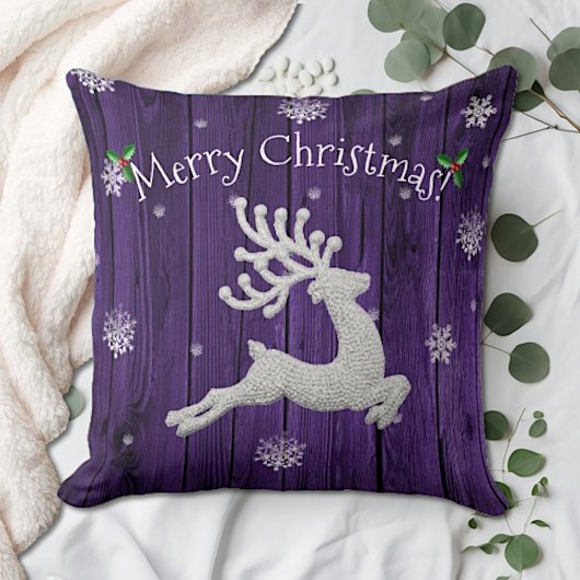 Coussin décoratif pour Noël Cerf rustique violet