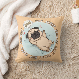 Coussin décoratif Pug Mignon Endormi Rêvant de Fri