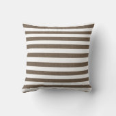 Coussin décoratif rayé marron et blanc (Verso)