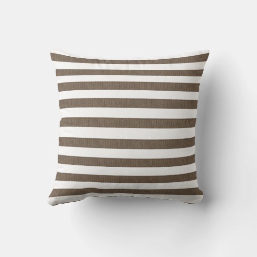 Coussin décoratif rayé marron et blanc (Verso)
