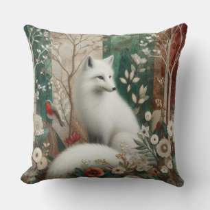 Coussin décoratif renard arctique des bois