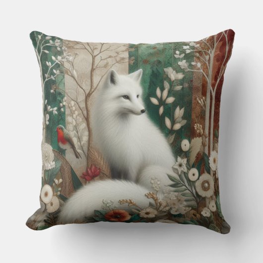 Coussin décoratif renard arctique des bois (Recto)