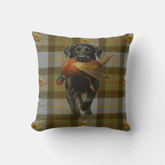 Coussin décoratif Retriever Labrador Noir & Faisan (Recto)