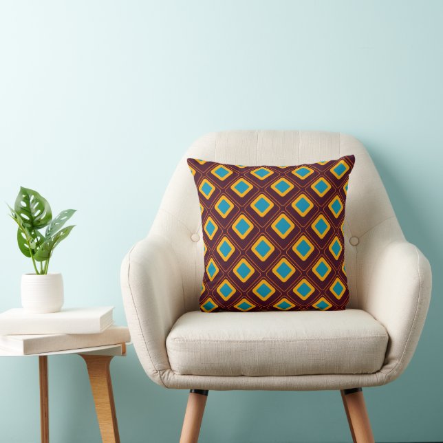 Coussin décoratif rétro carrés coussin réversible (Chaise)