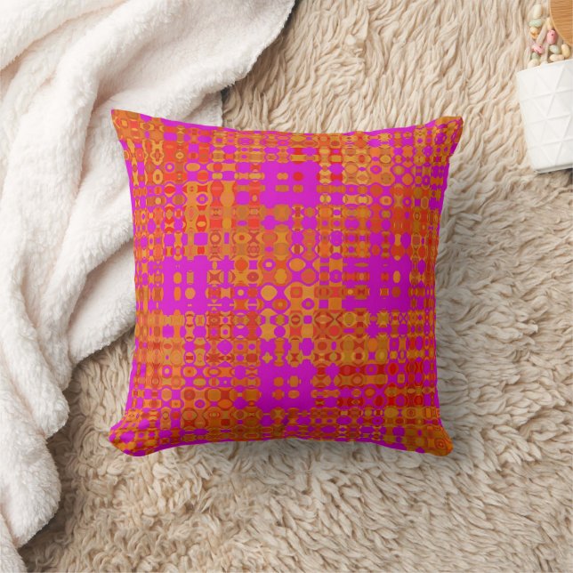 COUSSIN DÉCORATIF RÉTRO ROSE ET ORANGE (Couverture)