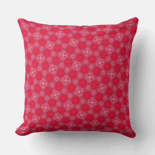 Coussin décoratif rétro rose trèfle (Recto)