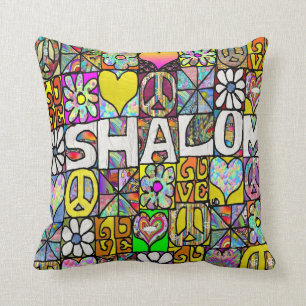 Coussin décoratif rétro Shalom LOVE psychédélique