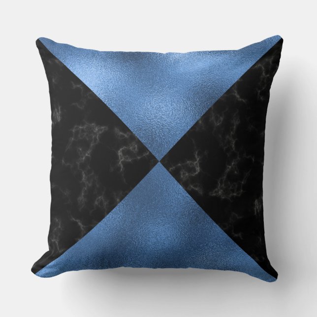 Coussin décoratif réversible bleu/noir (Recto)