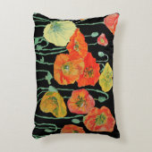 Coussin décoratif rond aux pavots orange et noir (Devant(Vertical))