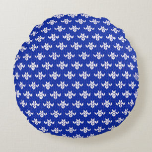 COUSSIN DÉCORATIF ROND EN MAILLE BLEU SCANDIA