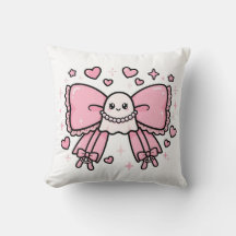 Coussin décoratif rose à nœud papillon Coquette