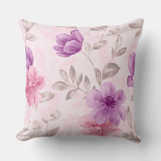 Coussin décoratif rose Floral (Recto)