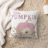 Coussin décoratif rose « Hello Pumpkin » pour déco (Couverture)