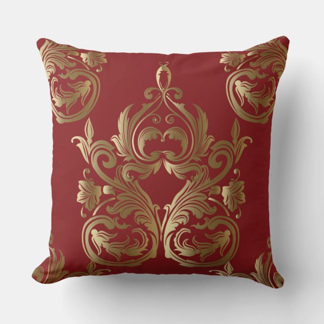 Coussin décoratif rouge d'or élégant (Recto)