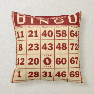 Coussin décoratif rouge et blanc de bingo-test